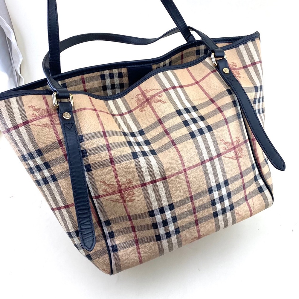 Burberry Small Haymarket Check Salisbury Chocolate Leather / Pvc Tote - Picture 3 of 12